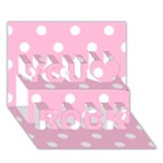 Polka Dots - White on Cotton Candy Pink You Rock 3D Greeting Card (7x5)