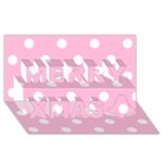 Polka Dots - White on Cotton Candy Pink Merry Xmas 3D Greeting Card (8x4)