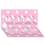 Polka Dots - White on Cotton Candy Pink Happy New Year 3D Greeting Card (8x4)