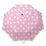 Polka Dots - White on Cotton Candy Pink Folding Umbrella
