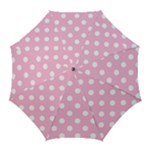 Polka Dots - White on Cotton Candy Pink Golf Umbrella