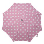 Polka Dots - White on Cotton Candy Pink Hook Handle Umbrella (Medium)