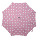 Polka Dots - White on Cotton Candy Pink Hook Handle Umbrella (Large)
