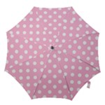 Polka Dots - White on Cotton Candy Pink Hook Handle Umbrella (Small)