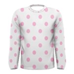 Polka Dots - Cotton Candy Pink on White Men s Long Sleeve T-shirt