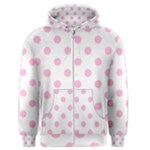 Polka Dots - Cotton Candy Pink on White Men s Zipper Hoodie