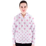 Polka Dots - Cotton Candy Pink on White Women s Zipper Hoodie