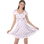 Polka Dots - Cotton Candy Pink on White Cap Sleeve Dress