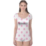 Polka Dots - Cotton Candy Pink on White Boyleg Leotard (Ladies)