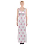 Polka Dots - Cotton Candy Pink on White Maxi Thigh Split Dress
