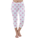 Polka Dots - Cotton Candy Pink on White Capri Winter Leggings