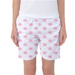 Polka Dots - Cotton Candy Pink on White Women s Basketball Shorts