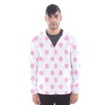 Polka Dots - Cotton Candy Pink on White Hooded Wind Breaker (Men)