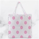 Polka Dots - Cotton Candy Pink on White Grocery Tote Bag