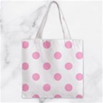 Polka Dots - Cotton Candy Pink on White Zipper Grocery Tote Bag