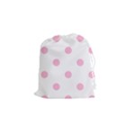 Polka Dots - Cotton Candy Pink on White Drawstring Pouch (S)