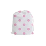 Polka Dots - Cotton Candy Pink on White Drawstring Pouch (M)