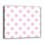 Polka Dots - Cotton Candy Pink on White Deluxe Canvas 24  x 20  (Stretched)