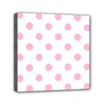 Polka Dots - Cotton Candy Pink on White Mini Canvas 6  x 6  (Stretched)