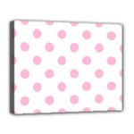 Polka Dots - Cotton Candy Pink on White Canvas 14  x 11  (Stretched)