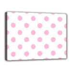 Polka Dots - Cotton Candy Pink on White Canvas 16  x 12  (Stretched)