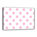 Polka Dots - Cotton Candy Pink on White Canvas 18  x 12  (Stretched)