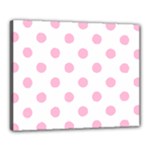 Polka Dots - Cotton Candy Pink on White Canvas 20  x 16  (Stretched)