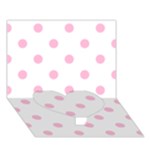 Polka Dots - Cotton Candy Pink on White Heart Bottom 3D Greeting Card (7x5)