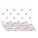 Polka Dots - Cotton Candy Pink on White Twin Heart Bottom 3D Greeting Card (8x4)