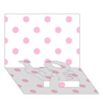 Polka Dots - Cotton Candy Pink on White LOVE Bottom 3D Greeting Card (7x5)