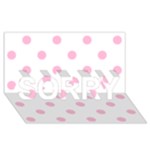 Polka Dots - Cotton Candy Pink on White SORRY 3D Greeting Card (8x4)
