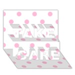Polka Dots - Cotton Candy Pink on White TAKE CARE 3D Greeting Card (7x5)