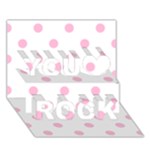 Polka Dots - Cotton Candy Pink on White You Rock 3D Greeting Card (7x5)