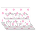 Polka Dots - Cotton Candy Pink on White Merry Xmas 3D Greeting Card (8x4)