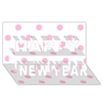 Polka Dots - Cotton Candy Pink on White Happy New Year 3D Greeting Card (8x4)