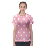 Polka Dots - White on Light Pink Women s Sport Mesh Tee