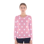 Polka Dots - White on Light Pink Women s Long Sleeve T-shirt