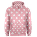 Polka Dots - White on Light Pink Men s Zipper Hoodie