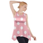 Polka Dots - White on Light Pink Side Drop Tank Tunic