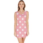 Polka Dots - White on Light Pink Bodycon Dress