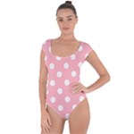 Polka Dots - White on Light Pink Short Sleeve Leotard (Ladies)