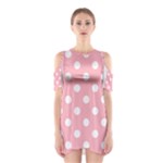 Polka Dots - White on Light Pink Women s Cutout Shoulder Dress