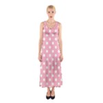 Polka Dots - White on Light Pink Full Print Maxi Dress