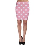 Polka Dots - White on Light Pink Bodycon Skirt