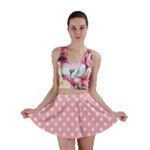 Polka Dots - White on Light Pink Mini Skirt