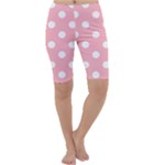 Polka Dots - White on Light Pink Cropped Leggings