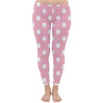 Polka Dots - White on Light Pink Winter Leggings