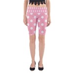 Polka Dots - White on Light Pink Yoga Cropped Leggings