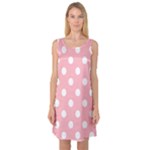 Polka Dots - White on Light Pink Sleeveless Satin Nightdress