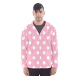 Polka Dots - White on Light Pink Hooded Wind Breaker (Men)